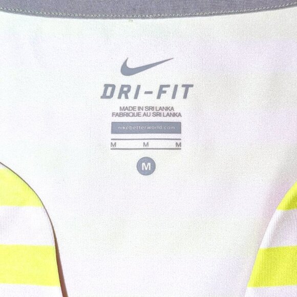 Nike | Dri-Fit Tennis Tank Top in Neon Yellow & White Stripes | Size Medium - Picture 4 of 10